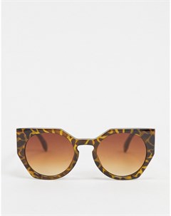 Солнцезащитные очки кошачий глаз в угловатой черепаховой оправе Vero moda