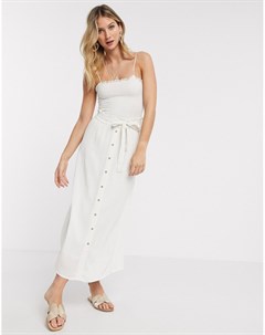 Белая юбка макси с поясом и пуговицами Vero moda