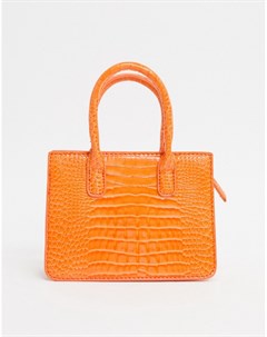 Оранжевая маленькая сумка с эффектом крокодиловой кожи Pimkie