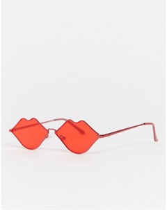 Красные солнцезащитные очки с дизайном в форме губ Jeepers peepers