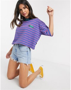 Фиолетовая короткая футболка в стиле 90 х Quiksilver