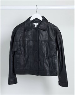 Черная кожаная куртка Boutique Topshop