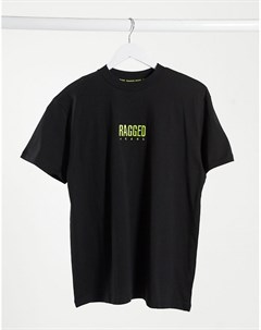 Черная футболка с логотипом Jeans The ragged priest