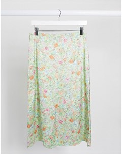 Зеленая юбка миди с цветочным принтом Pimkie