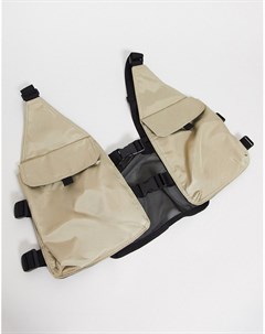 Светло коричневая сумка на грудь с прорезиненной вставкой Asos design