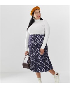 Атласная юбка миди с цветочным принтом в винтажном стиле Glamorous curve