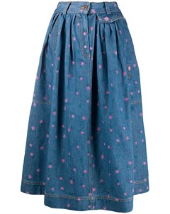 Джинсовая юбка с цветочным принтом Marc jacobs