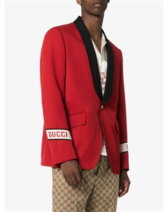 Блейзер с лацканами шалькой и логотипом Gucci