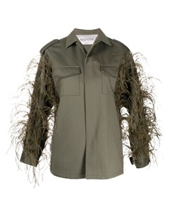 Куртка в стиле милитари с отделкой перьями Valentino