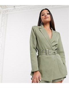 Шалфейно зеленый пиджак с поясом от комплекта Missguided petite