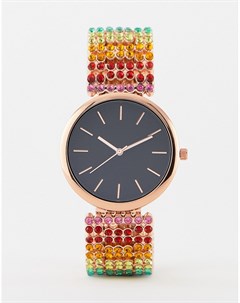 Часы с ремешком из разноцветных кристаллов Asos design