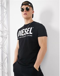 Черная футболка с большим логотипом Diesel