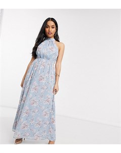 Голубое шифоновое платье макси с цветочным принтом Vila petite