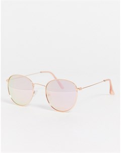 Розово золотистые круглые солнцезащитные очки в стиле 70 х New look