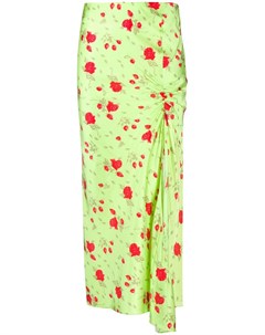 Атласная юбка со сборками и цветочным принтом De la vali