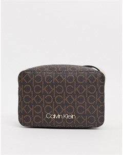 Коричневая монохромная сумка через плечо с логотипом Calvin Klein Calvin klein jeans