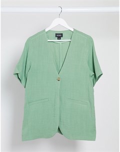 Зеленый пиджак без воротника Monki