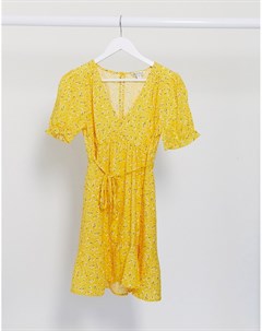 Желтое чайное платье мини Miss selfridge