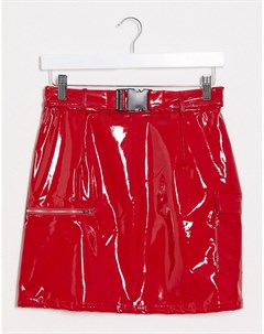 Красная блестящая юбка с поясом и пряжкой Naanaa
