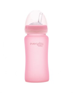 Поильник Стеклянная бутылочка с трубочкой с защитным силиконовым покрытием 240 мл Everyday baby