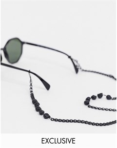 Черные матовые солнцезащитные очки с цепочкой и черепами Reclaimed vintage