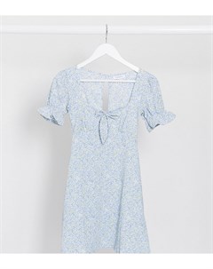 Голубое чайное платье мини с завязкой Topshop petite