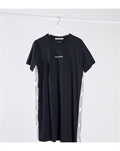 Черное сетчатое платье футболка с отделкой лентой Calvin klein jeans plus