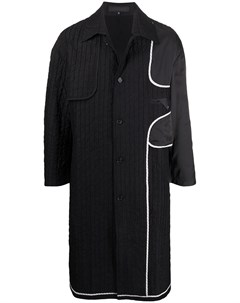 Однобортное пальто с контрастной вставкой в рубчик Harrison wong