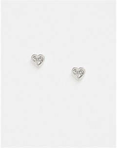 Серебристые серьги гвоздики в форме сердца со стразами Ted baker london