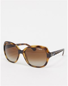 Большие солнцезащитные очки в черепаховой оправе Vogue
