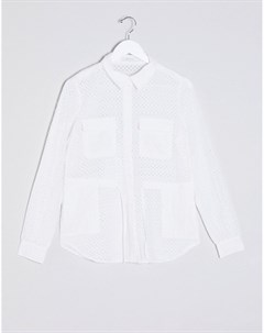Белый пиджак с вышивкой ришелье Vila
