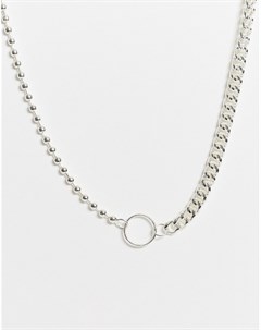 Серебристое ожерелье из комбинированных цепочек Chained & able