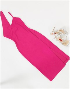 Розовое платье миди с вырезом Aqaq