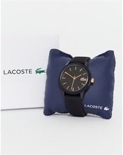Черные часы с силиконовым ремешком 12 12 Lacoste