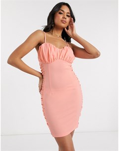 Платье мини персикового цвета со сборками Ax paris