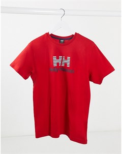 Красная футболка с принтом Helly hansen
