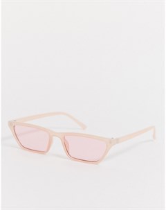 Розовые солнцезащитные очки в узкой оправе кошачий глаз Pieces
