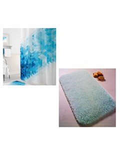 Коврик для ванны Miami 57х100 см со шторами для ванн Blue Squares Tropikhome Confetti