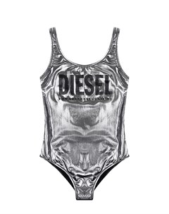 Серебристый купальник с логотипом Diesel