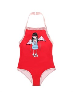 Красный купальник с принтом девочка детский Little marc jacobs