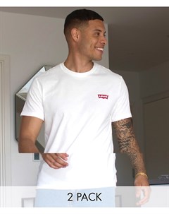 2 футболки белого серого цвета с круглым вырезом и логотипом Levi's®