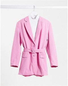 Розовый пиджак в тонкую полоску от комплекта Weekday