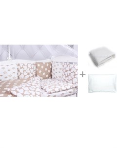 Комплект в кроватку Soft 15 предметов и одеяло Alis аэрофайбер c подушкой Сонный гномик Бамбук Amarobaby