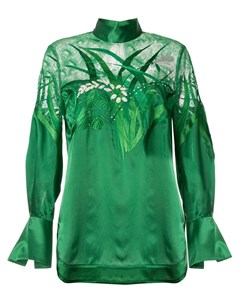 Атласная блузка с кружевными вставками Mame kurogouchi