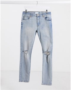 Светлые джинсы скинни из денима плотностью 12 5 унции с рваным коленом Asos design