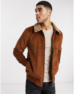 Светло коричневая вельветовая куртка с воротником из искусственного меха Burton menswear