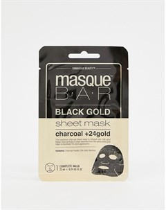 Маска салфетка с активированным углем и частицами 24 каратного золота Black Gold Masquebar