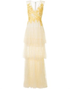 Вечернее платье с цветочным кружевом Costarellos