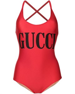 Слитный купальник с логотипом Gucci
