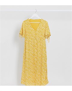 Желтое чайное платье с цветочным принтом Mamalicious Maternity